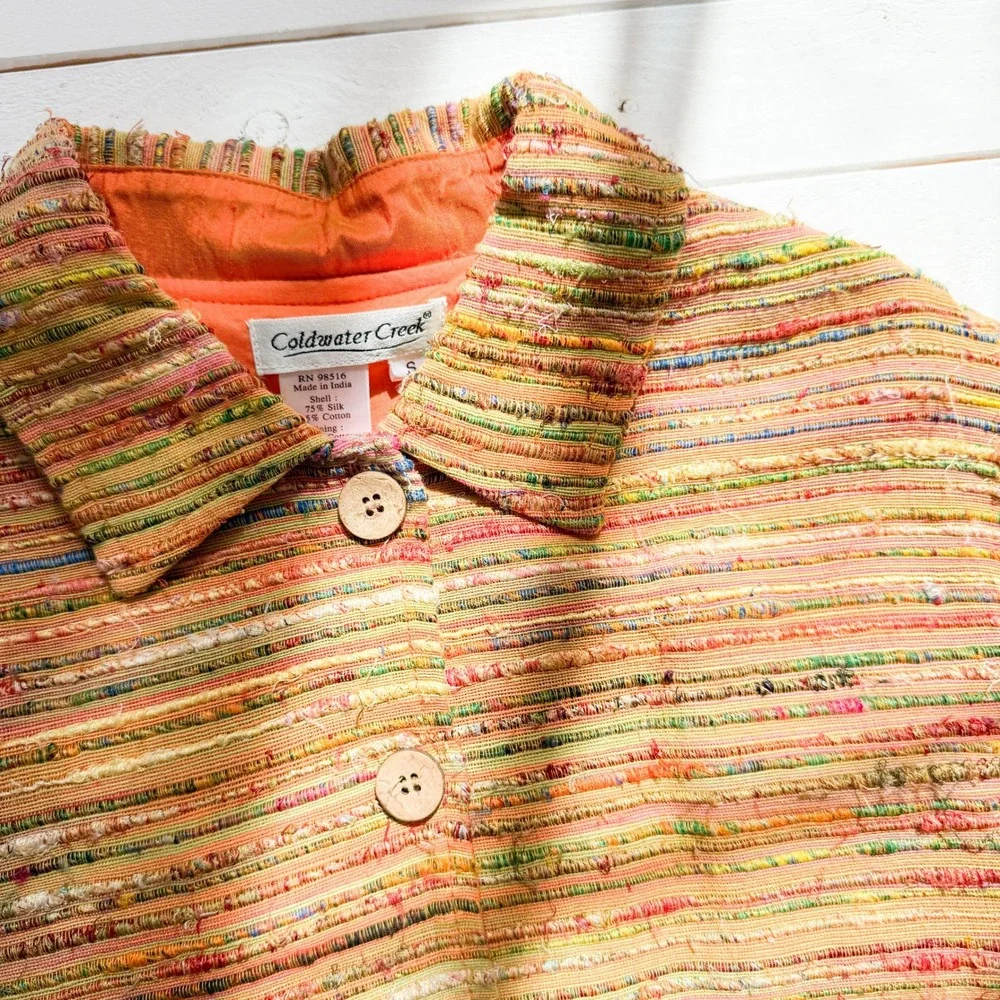 Coldwater Creek y2k vtg rainbow silk embroidered striped jacket size‎ S - Picture 2 of 5